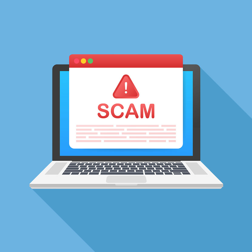 Scam alert on computer